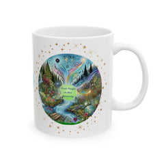 "Find Magic in the Journey" Ceramic Mug — Whimsical Spirit Design (11oz & 15oz)