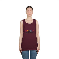 Optimist Floral Tank Top — "optimist" Retro Flower Graphic