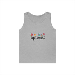 Optimist Floral Tank Top — "optimist" Retro Flower Graphic