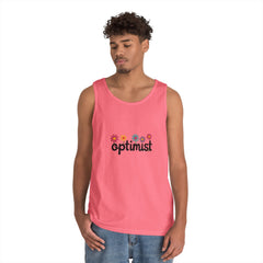 Optimist Floral Tank Top — "optimist" Retro Flower Graphic