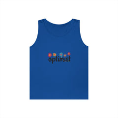 Optimist Floral Tank Top — "optimist" Retro Flower Graphic