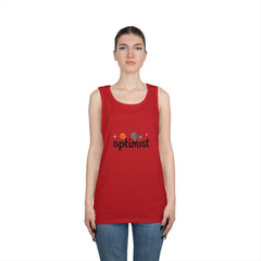 Optimist Floral Tank Top — "optimist" Retro Flower Graphic