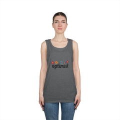 Optimist Floral Tank Top — "optimist" Retro Flower Graphic