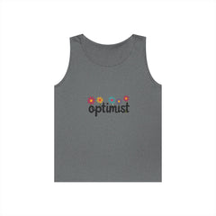 Optimist Floral Tank Top — "optimist" Retro Flower Graphic
