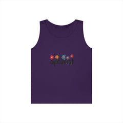 Optimist Floral Tank Top — "optimist" Retro Flower Graphic