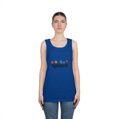 Optimist Floral Tank Top — "optimist" Retro Flower Graphic