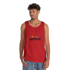Optimist Floral Tank Top — "optimist" Retro Flower Graphic