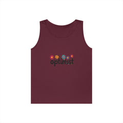 Optimist Floral Tank Top — "optimist" Retro Flower Graphic