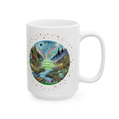 "Find Magic in the Journey" Ceramic Mug — Whimsical Spirit Design (11oz & 15oz)