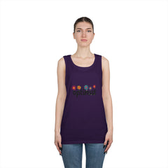 Optimist Floral Tank Top — "optimist" Retro Flower Graphic