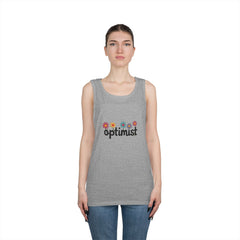 Optimist Floral Tank Top — "optimist" Retro Flower Graphic
