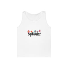 Optimist Floral Tank Top — "optimist" Retro Flower Graphic
