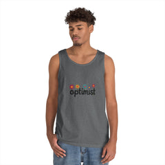 Optimist Floral Tank Top — "optimist" Retro Flower Graphic