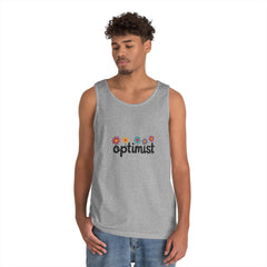 Optimist Floral Tank Top — "optimist" Retro Flower Graphic