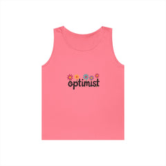 Optimist Floral Tank Top — "optimist" Retro Flower Graphic