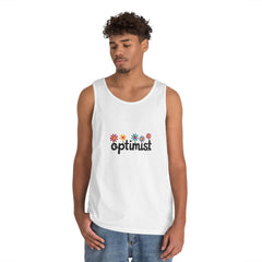 Optimist Floral Tank Top — "optimist" Retro Flower Graphic