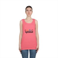 Optimist Floral Tank Top — "optimist" Retro Flower Graphic