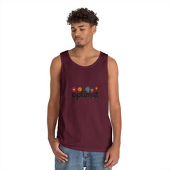 Optimist Floral Tank Top — "optimist" Retro Flower Graphic