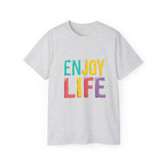 Enjoy Life Colorblock Tee – Positive Quote Graphic T-Shirt