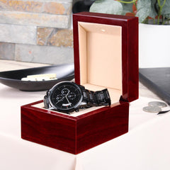 To My Soulmate Turn Back the Clock (Charcoal Black) – Men's Watch