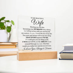 To My Beautiful Wife (Printed) – Acrylic Square